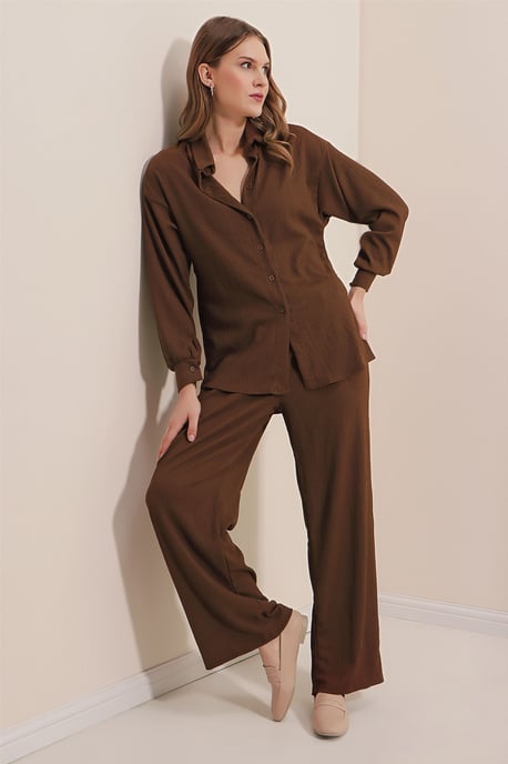 Texturiertes Langarm-Strickshirt und -Hosen Set - Image 6