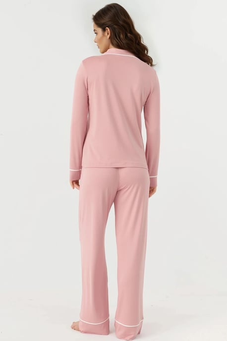 Entspannt geschnittenes Langarm-Pyjama-Set mit extra weichem Griff und Hemdkragen - Image 5