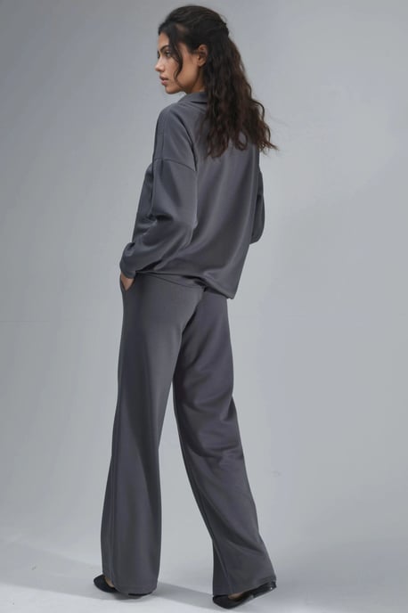 Modal Touch Zweiteiliges Set mit weitem Bein und Reißverschlusskragen - Image 3
