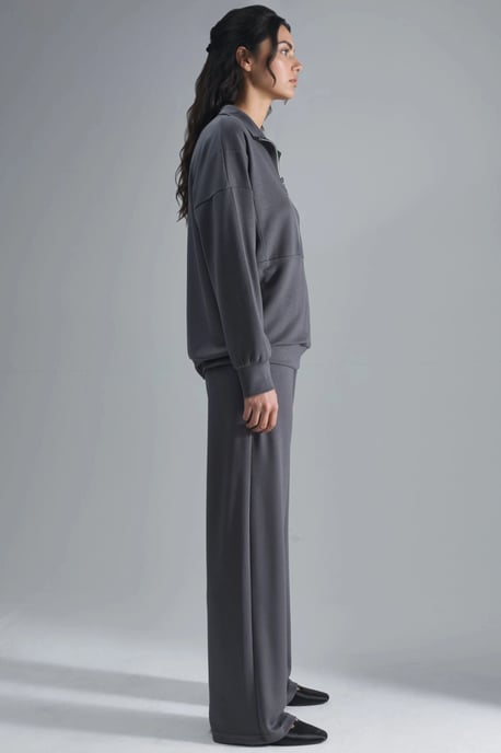 Modal Touch Zweiteiliges Set mit weitem Bein und Reißverschlusskragen - Image 4