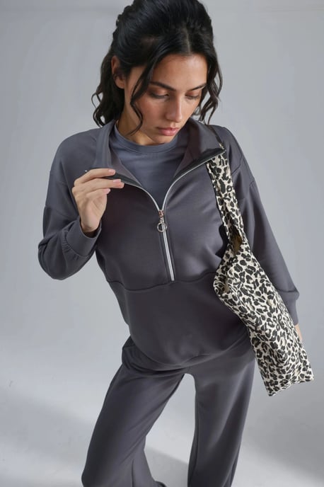 Modal Touch Zweiteiliges Set mit weitem Bein und Reißverschlusskragen - Image 6