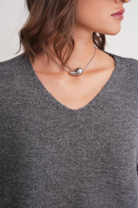 V-Ausschnitt Strickpullover und -rock Set - Image 6