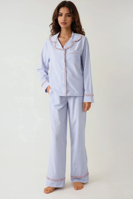 Kariertes Baumwoll-Pyjama-Set mit Hemdkragen - Image 6