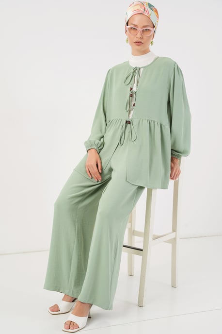 Rundhals Langtunika und Weite-Hosen-Set - Image 3