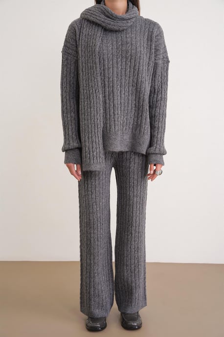 Oversized Haarschaft-Muster Strickwaren Co-Ord Set - Image 5