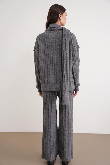 Oversized Haarschaft-Muster Strickwaren Co-Ord Set - Image 6