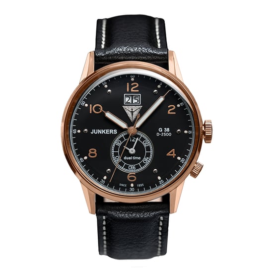 JUNKERS Herren-Quarzuhr der G38-Serie mit schwarzem Lederarmband 6942-5 - Image 1