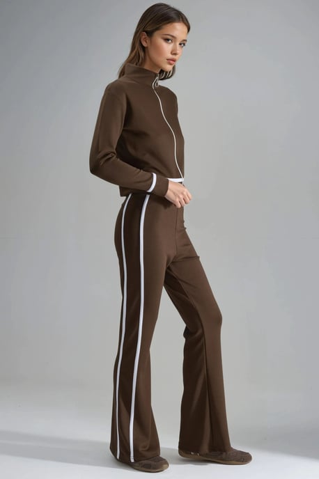 Modal Touch Reißverschluss-Sweatshirt & Schlabberhosen-Set mit Glockenform - Image 2
