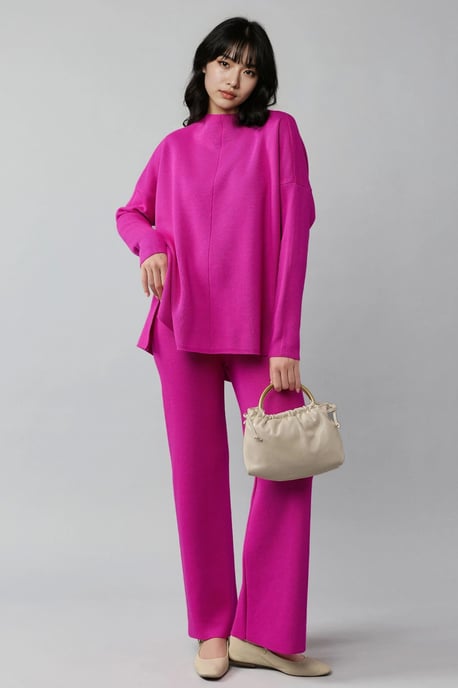 Rippstrick-Set mit Basic-Pullover und Hose - Image 1