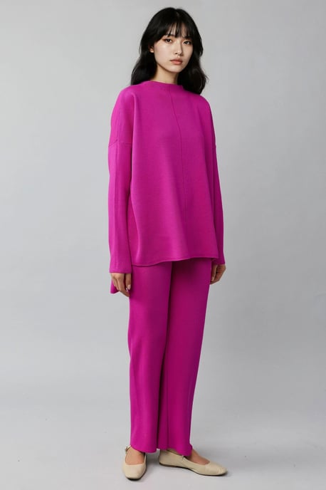 Rippstrick-Set mit Basic-Pullover und Hose - Image 3