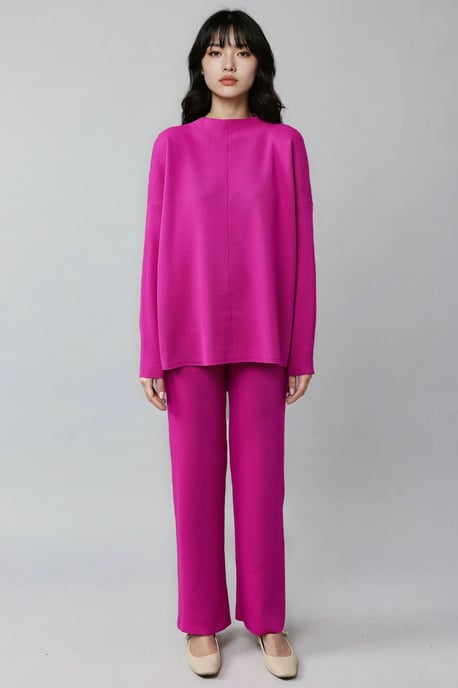 Rippstrick-Set mit Basic-Pullover und Hose - Image 5