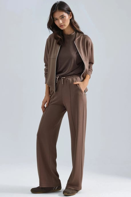 Modal Touch Kapuzenpullover mit Reißverschluss und Ripp-Hosen Set - Image 3