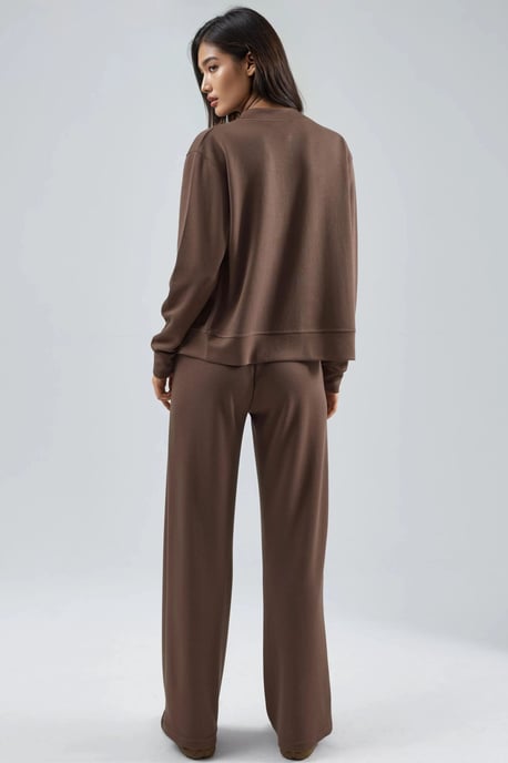 Modal Touch Kapuzenpullover mit Reißverschluss und Ripp-Hosen Set - Image 4