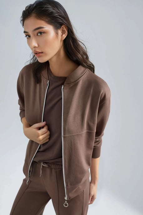 Modal Touch Kapuzenpullover mit Reißverschluss und Ripp-Hosen Set - Image 5