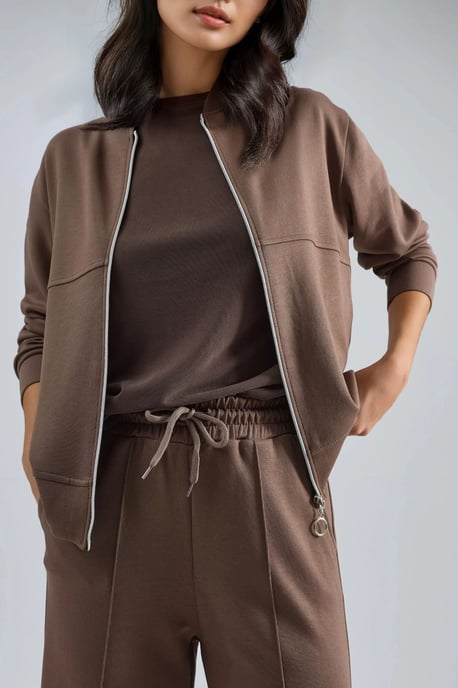 Modal Touch Kapuzenpullover mit Reißverschluss und Ripp-Hosen Set - Image 6