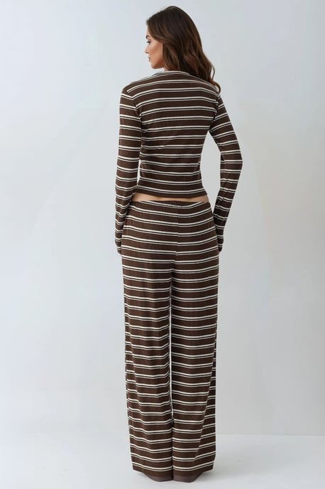 Gestreiftes Zweiteiliges Coord-Set mit weitem Bein - Image 3