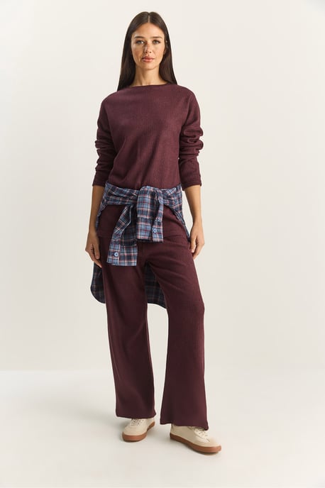 Rippstrukturierter Rundhalspullover und Hosen-Set - Image 3