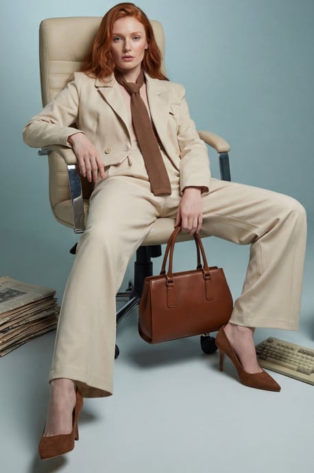 Jacke mit Knöpfen und plissierte Hose Zweiteiliges Set - Image 3
