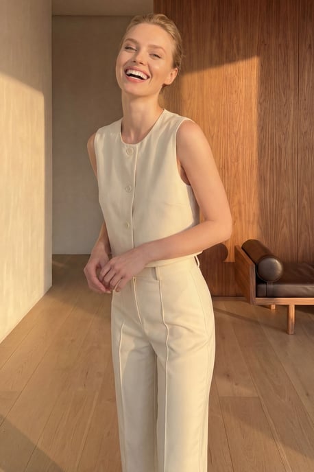 Crew-Neck Crop-Top und Hohe Taille Hose Zweiteiliges Set - Image 2