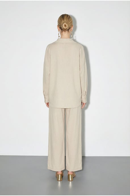 Übergroßes Hemd mit Knöpfen und weit geschnittene Hose Set - Image 6