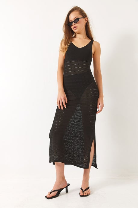 V-Ausschnitt Midi Schlitzkleid - Image 3