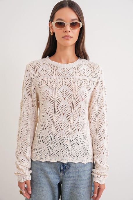 Strickpullover mit strukturiertem Muster und Rundhalsausschnitt - Image 4