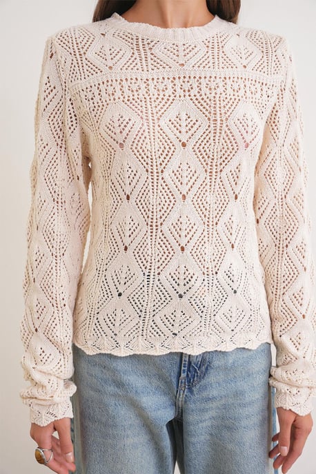 Strickpullover mit strukturiertem Muster und Rundhalsausschnitt - Image 5