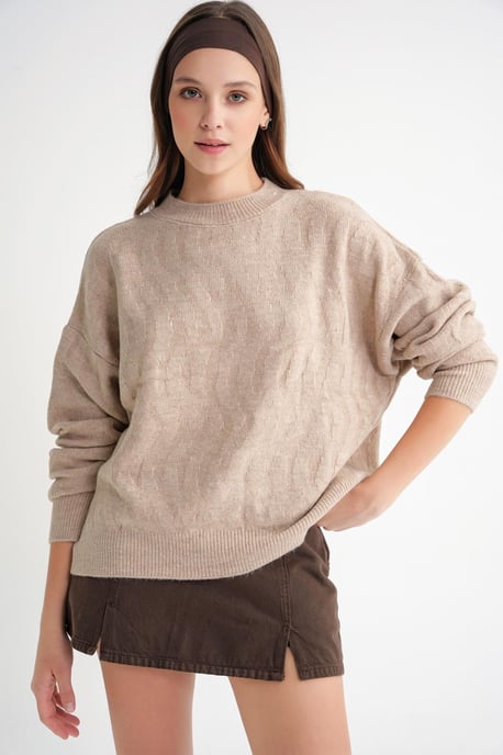 Rippstrickpullover mit Haarflechtmuster - Image 1