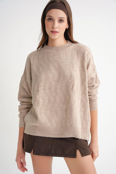 Rippstrickpullover mit Haarflechtmuster - Image 3