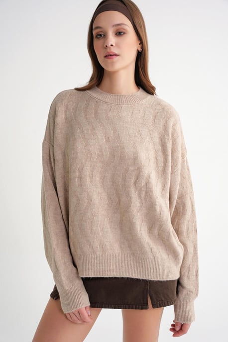 Rippstrickpullover mit Haarflechtmuster - Image 4