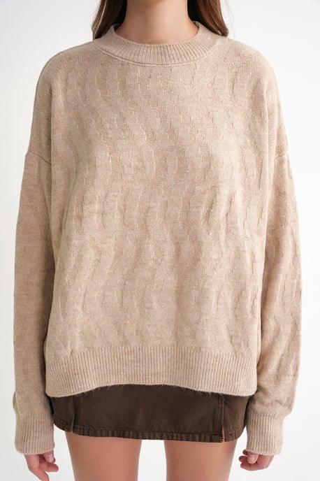 Rippstrickpullover mit Haarflechtmuster - Image 5