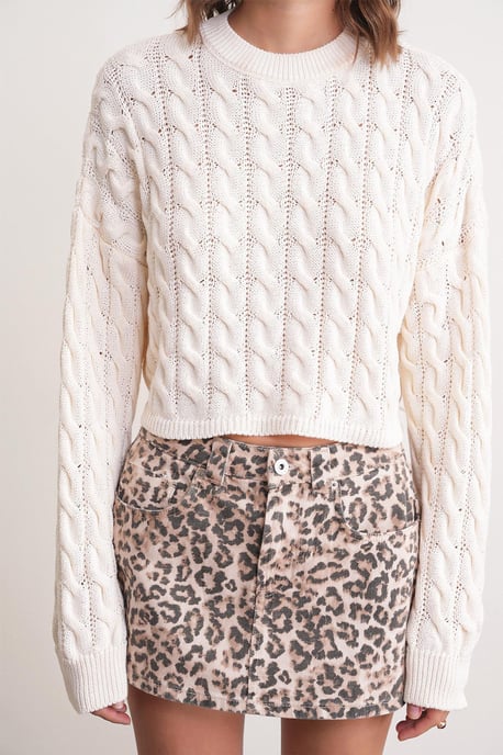 Cable Knit Muster Rundhals Pullover - Image 5