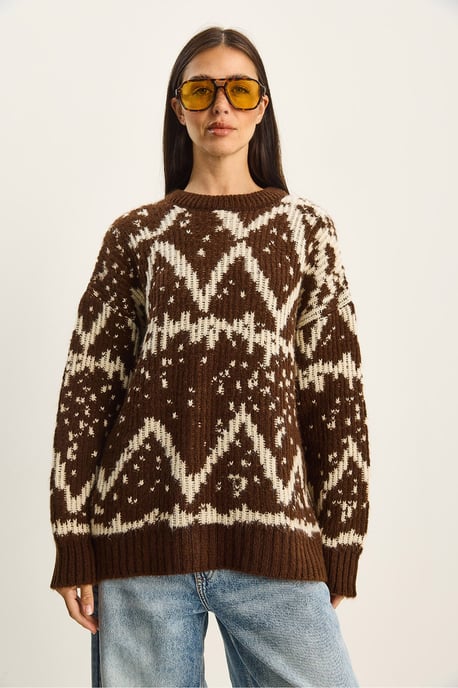 Übergroßer Ethno-Strickpullover - Image 2