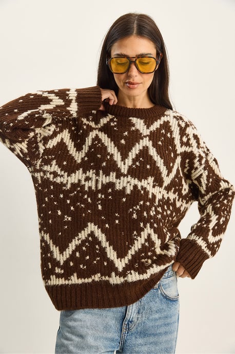 Übergroßer Ethno-Strickpullover - Image 4
