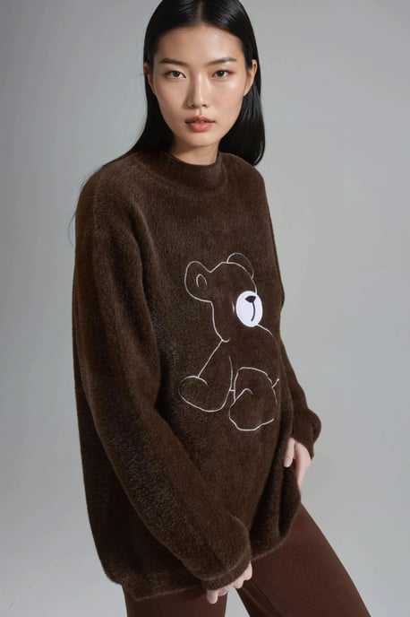 Oversize Teddy-Bär Plüschpullover - Image 2