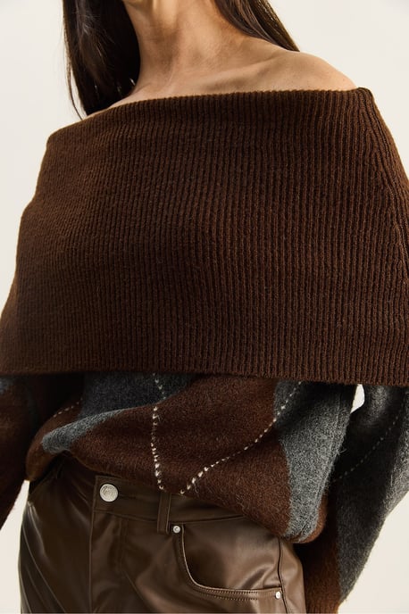 Madonna-Kragen Strickpullover mit Baklava-Muster - Image 6