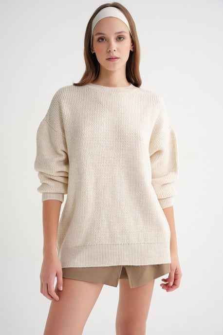Langärmeliger gerippter Strickpullover - Image 1