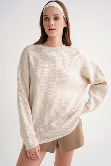 Langärmeliger gerippter Strickpullover - Image 3