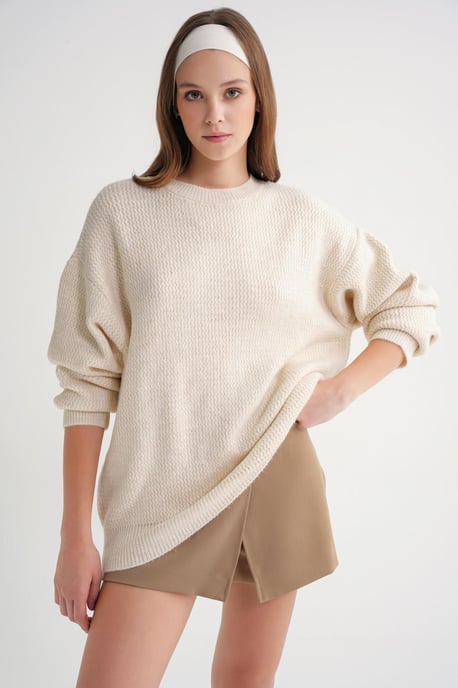 Langärmeliger gerippter Strickpullover - Image 4