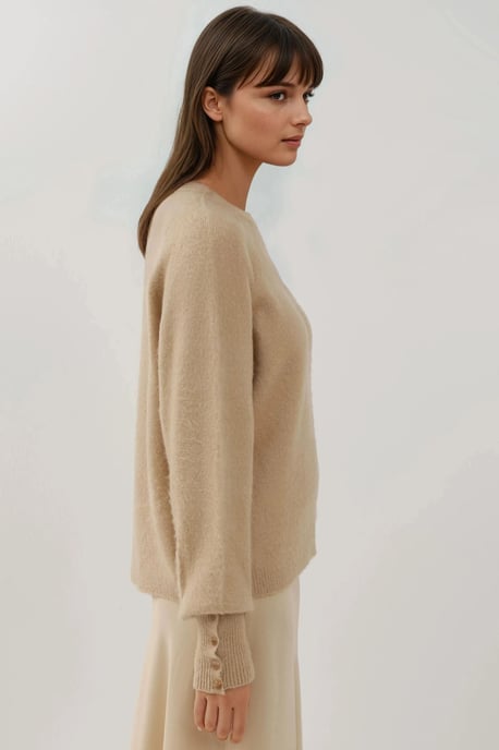 Weicher, strukturierter Pullover mit Knopfdetails und langen Ärmeln - Image 6