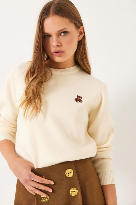 Bestickter Rundhalsausschnitt Pullover - Image 3