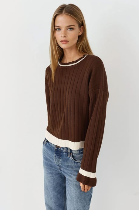Gestreifter Strickpullover mit Rundhalsausschnitt - Image 2