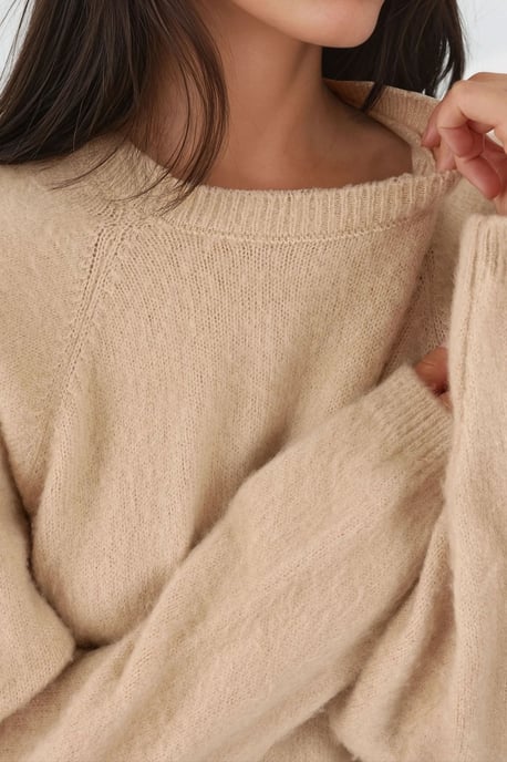 Weicher Strukturierter Rundhals Basic Pullover - Image 3