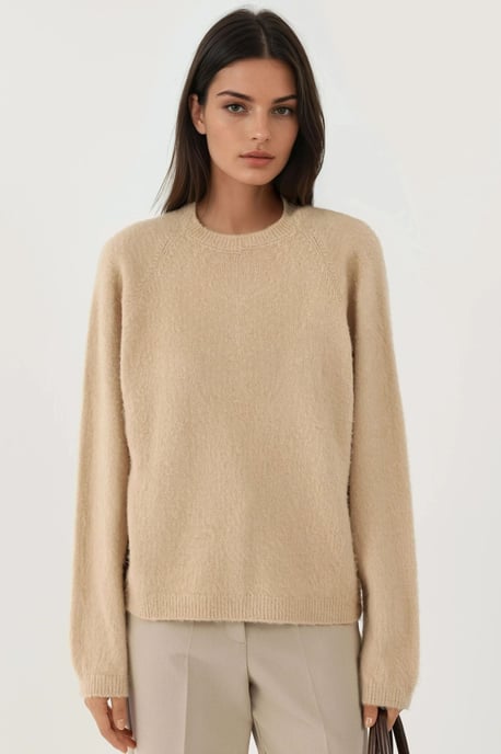 Weicher Strukturierter Rundhals Basic Pullover - Image 6
