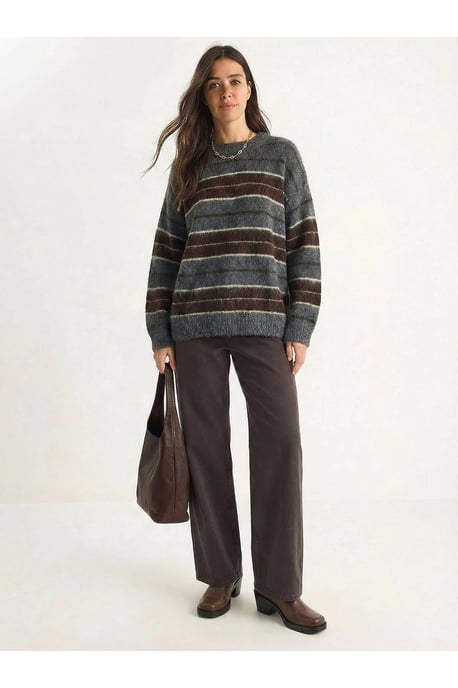 Gestreifter Strick-Pullover mit Rundhalsausschnitt - Image 4