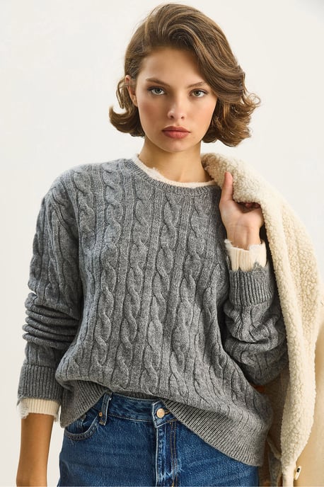 Haarzopf-Muster-Pullover - Image 1