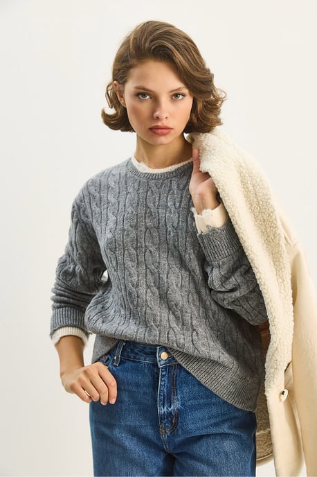 Haarzopf-Muster-Pullover - Image 2