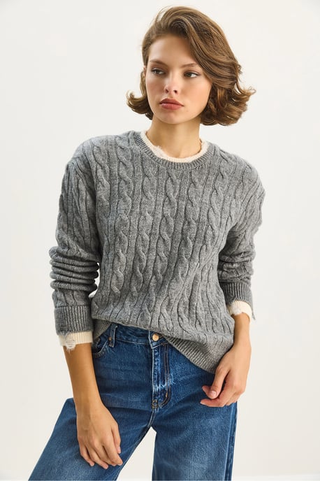 Haarzopf-Muster-Pullover - Image 3