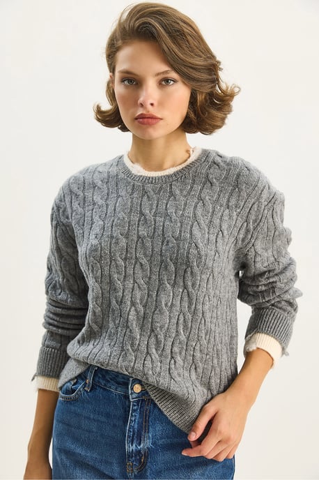 Haarzopf-Muster-Pullover - Image 4