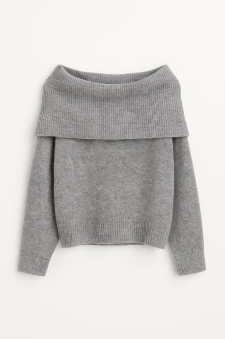 Locker sitzender Rippenpullover mit Madonna-Kragen - Image 6